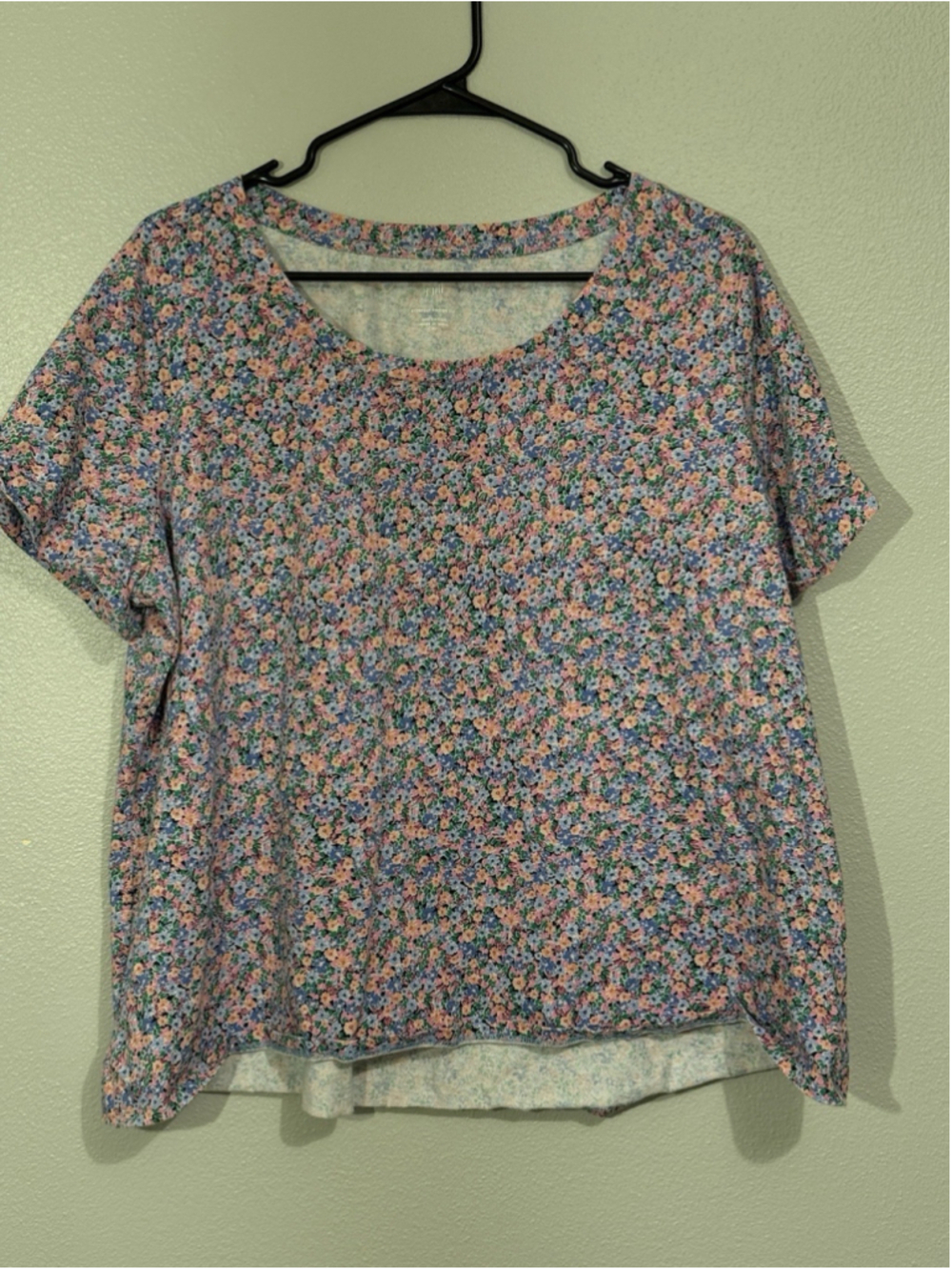 J. Jill Womens Pink Knit Stretch Scoop Neck Short Sleeve Tunic Tee Top Sz XL